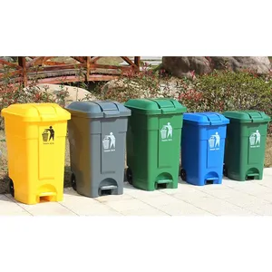 70L 50L Wholesale Plastic Trash Cans Foot Pedal Garbage Waste Bin