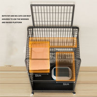 Cage pour chat en fil de fer galvanisé de style moderne haut de gamme, robuste, respirante, grand espace avec roulettes universelles