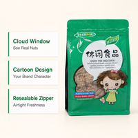 Sachet Doypack Personnalisé Imprimé pour Snacks aux Noix avec Fenêtre Transparente, Motif Dessin Animé, Qualité Alimentaire, avec Fermeture Éclair, OEM, Marque Privée, Vente en Gros