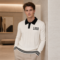Tricotage d'hiver personnalisé pour homme, pull à col et manches longues, jacquard avec logo en lettres sur le devant