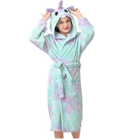 Peignoir à capuche en polaire pour filles, doux et écologique, col mandarin, motif licorne, avec poches boutonnées, excellent cadeau, confortable pour l'hiver, vente en gros