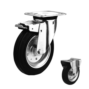 Roues industrielles européennes à roulement à billes, 3/4/5/8 pouces, roues en caoutchouc robustes, frein, meubles, grande capacité de charge - Product Image 4