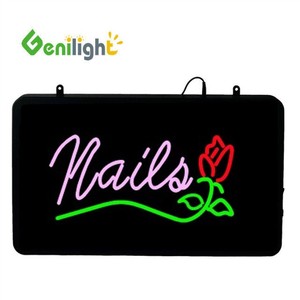 ป้ายไฟ LED โฆษณาในร่ม Genilight รูปทรงสี่เหลี่ยมผืนผ้าขนาด 22x13 นิ้ว ปรับแต่งได้ หลายสี กระพริบ สำหรับร้านทำเล็บ ร้านสปา พร้อมแสดงเบอร์โทรศัพท์ - Product Image 2
