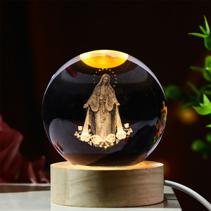 Boule <span class=keywords><strong>de</strong></span> cristal lumineuse 3D <span class=keywords><strong>de</strong></span> <span class=keywords><strong>l</strong></span>'Église catholique chrétienne, ange gardien priant, boule <span class=keywords><strong>de</strong></span> cristal lumineuse 3D avec lumière LED - Product Image 5
