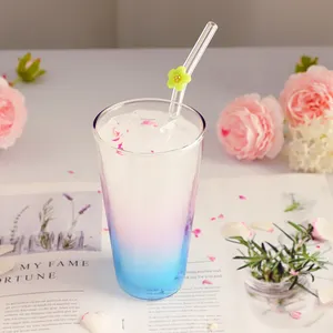 Canudo de vidro reutilizável para bebidas, acessório de cozinha com design específico, canudo de borosilicato para smoothies e milkshake