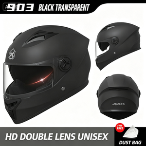 Casque de moto intégral transparent blanc AXK 903 à double visière unisexe avec sac anti-poussière - Product Image 5