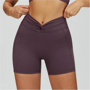 Shorts de yoga légers pour femmes, taille haute, couleur unie, avec tissu extensible quadridirectionnel respirant - Matière Spandex/Nylon - Product Image 4