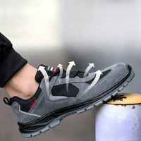 Sepatu Keselamatan Anti-Statik ESD Low Cut Unisex dengan Pelindung Ujung Baja, Kulit Suede, Bernapas, Anti-Tusuk, untuk Elektronik