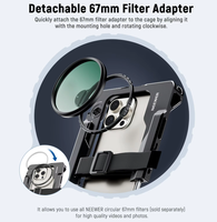 NEEWER PA017 Cage de téléphone en aluminium avec plaque arrière rotative à 360°, support pour filtre 67mm, objectif 17mm, griffe porte-accessoire et fixation magnétique pour Vlog, compatible iPhone et Android