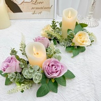Guirlande de roses artificielles, fleurs roses, feuilles d'eucalyptus, 20 cm, décoration de Noël pour porte, centre de table, fête, décoration de la maison, vente en gros