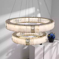 Lustre VEKO Villa en albâtre, lustre moderne en marbre et cristal pour salon à plafond haut