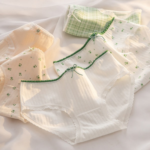 卸売シンプル、フレッシュ、通気性のあるピュアコットン下着、カントリーサイドフローラルピュアコットンクロッチウエストバッグヒップ下着 - Product Image 4