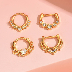 Anneau nasal tendance en acier inoxydable en forme de fer à cheval avec placage argent/or, unisexe, pour le nez et les oreilles, designs triangulaires/en forme de <span class=keywords><strong>D</strong></span> - Product Image 2