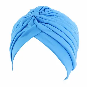 High Quality All Seasons Female Wrap Scarf Hat Polyester Material Solid Color Headscarf