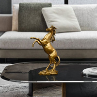 Statue de cheval en Bronze fini or fait à la main Arts en polyrésine pour décor de maison de table intérieure
