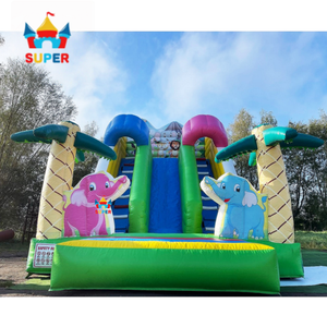 Tobogán Inflable Doble con Diseño de Animales de la Selva Tropical (Elefante, <span class=keywords><strong>León</strong></span>, Cebra) para Fiestas y Alquiler Comercial - Product Image 2