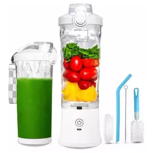 Portable Mini USB Rechargeable Electric Juicer Cup 6 Blades Outdoor Sport Blender Mixer With straw for Household Car RV Use