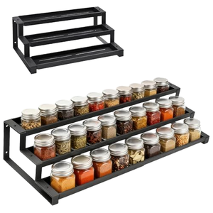 3-Tier Expandable Spice Rack <b>for</b> <b>Kitchen</b> Cabinet Metal Metal Display Shelves <b>for</b> Jars Bottles - Product Image 5