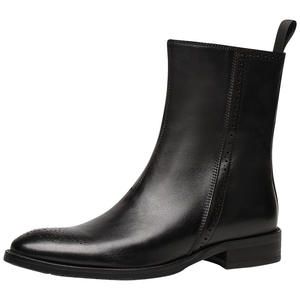 Men's business leather <b>rubber</b> <b>sole</b> shoes with engraved cowhide <b>sole</b>, business formal casual black nude <b>boots</b> - Product Image 3