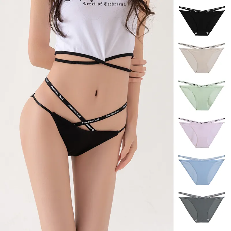 Custom Letter Logo Sexy Private Labels G-String Underwear Tangas Panties Designer Thong and G String for Ladies hot bikini