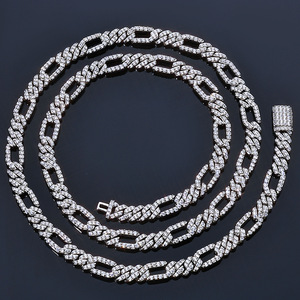 Wholesale Fashion Hip Hop Jewelry 18k Gold Plated Brass Bling <b>Iced</b> Out Cz Zircon Figaro Cuban Link <b>Chain</b> Necklace for Men Gift - Product Image 1
