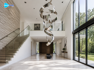 Scultura Moderna Personalizzata di Grandi Dimensioni in Acciaio Inossidabile con Tecnica di Fusione, Finitura a Specchio, <span class=keywords><strong>Arte</strong></span> Astratta da Collezione - Product Image 1
