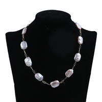 Collier pour femme en perles d'eau douce de forme ronde plaqué or 18 carats