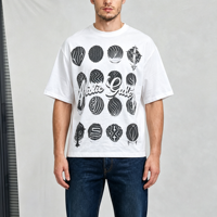 T-shirts décontractés pour hommes, 220 grammes, 100% coton, impression numérique Highstreet, blancs, confortables, manches courtes, surdimensionnés