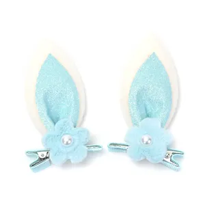 2 Pcs/set Hot-selling Easter Kids New Flowers Dot False Pearls Rabbit Ears Kit For Kids Girls Set Hair Clip