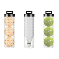 Seau de présentation industriel personnalisé en plastique PC transparent, résistant à l'eau, avec estampage à chaud, pour balles de pickleball