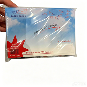 Enveloppe baroniale auto-adhésive blanche pour courrier aérien, taille 110*220 mm, avec rouge et bleu sur le bord, enveloppe en sinamay - Product Image 2