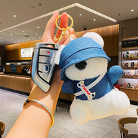 Jouets en peluche de dessin animé, lapin mignon en peluche avec chapeau, porte-clés, mini peluches, poupée en peluche, porte-clés lapin cool