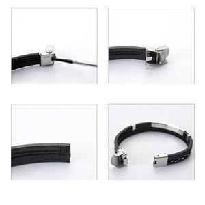 Gioielli Punk bracciale in pelle intrecciata a mano con incisione in acciaio inossidabile personalizzato per coppia - Product Image 4