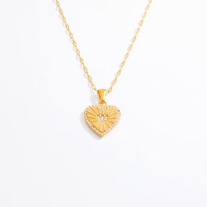 Collar con colgante de diamante en forma de corazón, chapado en oro de 18 quilates, con engaste pavé, para regalo, joyería de moda. - Product Image 5