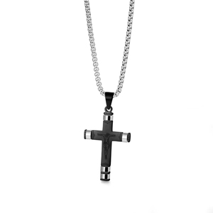 Nuova Collana con Pendente a Croce Cristiana in Acciaio Inossidabile PVD con Motivo Crocifisso di Gesù, Gioiello di Lusso alla Moda per Uomo - Product Image 6