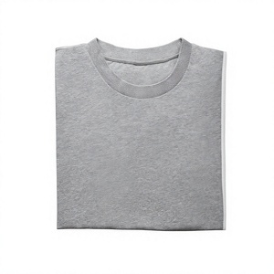 T-shirt gris chiné mélangé 180 GSM unisexe col rond coupe classique vente en gros marque privée - Product Image 1