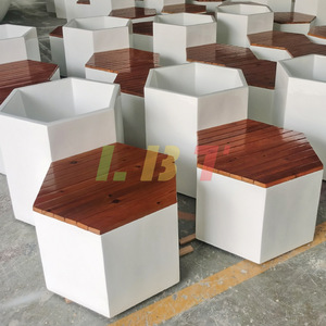 Fiberglass Flower Pot Stool 3600*695*650mm Durable Outdoor Patio <b>Bench</b> Modern Design - Product Image 3
