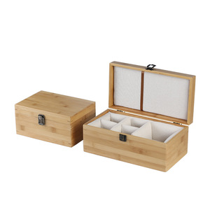 Bamboo Tea Set <b>Storage</b> <b>Box</b> With <b>Lockable</b> Lid For Teapot And Cups Rectangle Shape Gift Craft Use - Product Image 4