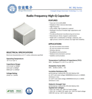 Rongci Type RC/1111 RF High-Q Capacitor 10% Tolerance 3.6pf-10000pf 200V-1500V -55~125 Low ESR/ESL for Tuning/Bypass/Coupling