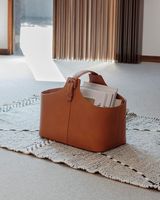 Panier de rangement en cuir pour pique-nique et vin, avec poignée en cuir, idéal pour les festivals et les vacances, à prix abordable