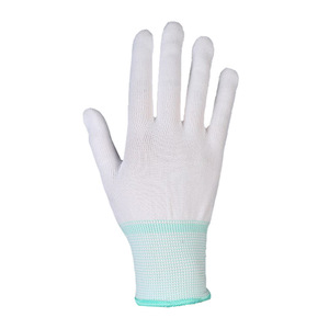 Guantes de Trabajo de Nailon de 13 Agujas, Blancos con Ribete Verde, Transpirables, Resistentes al Desgaste, Guantes de Seguridad de Uso General - Product Image 1