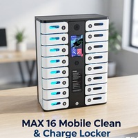 Distributeur automatique Y2Power MAX à 16 compartiments, casier mobile de nettoyage et de recharge pour téléphone et tablette, borne de recharge en libre-service
