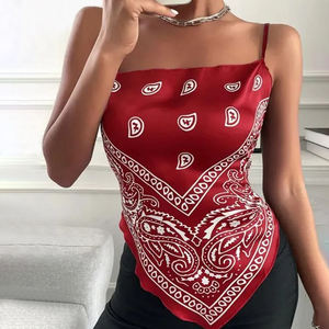 China Fabricante Mujeres <span class=keywords><strong>Crop</strong></span> Tops Halter Backless Bowknot Satén Chaleco Sexy Mujeres Verano <span class=keywords><strong>Pañuelo</strong></span> Tank Tops - Product Image 1