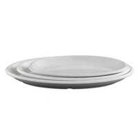 Vaisselle de restaurant en gros 14 pouces assiette plate en poisson blanc assiettes ovales en mélamine en forme d'oeuf