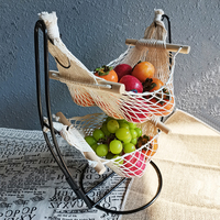 2025 nouvelle tendance Unique moderne ferme 2 niveaux suspendus panier de fruits comptoir suspendu fruits hamac avec support en acier