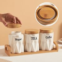 Vente en gros Nouvelle boîte à café en céramique créative à forme gaufrée, personnalisée, de qualité alimentaire, pour cuisine, boîte à thé, pot à sucre