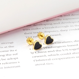 Pendientes de Acero Inoxidable con Forma de Corazón en Oro/Plata para Mujer - Product Image 2