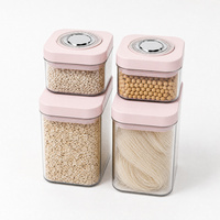 Boîte de rangement alimentaire hermétique empilable à bouton-poussoir, transparente, pour céréales, grains, café, distributeur de grains de café, bocaux de rangement pour la cuisine