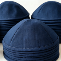 Kippa bleue Judaica avec doublure intérieure imprimée florale personnalisée en lin, Yarmulke, commande en gros disponible pour les événements de la communauté juive