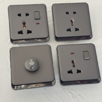Interruptor de Luz de Pared Europeo 16A 2026, Nuevo Panel de 86 PC, Regulador de Intensidad, Ventilador, 250V 13A, Enchufe Universal UK, USB-C, Eléctrico, Gris, Moderno